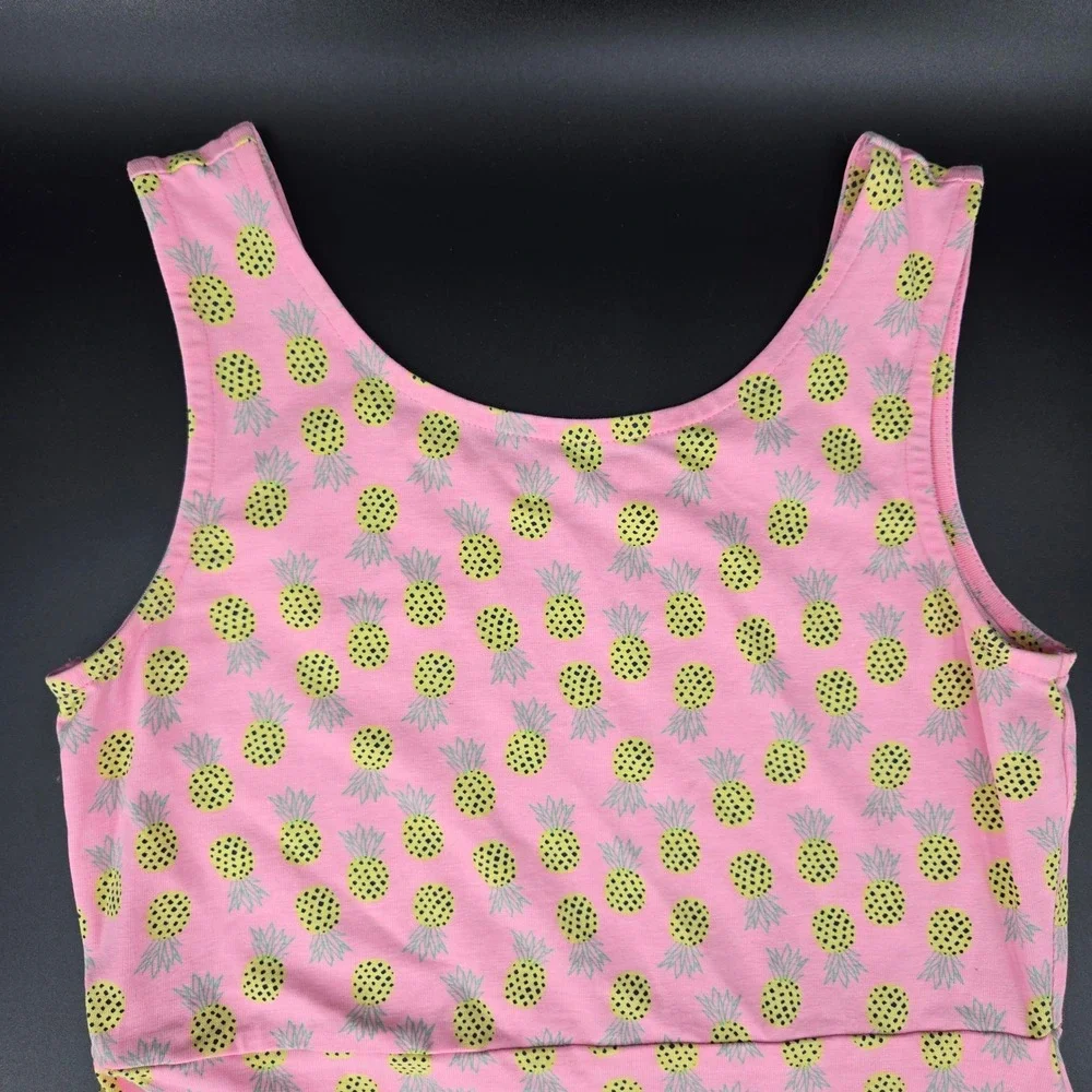 Simply‎ Styled Girls 10/12 Pink Pineapple Sleeveless Fit & Flare Dress Summer